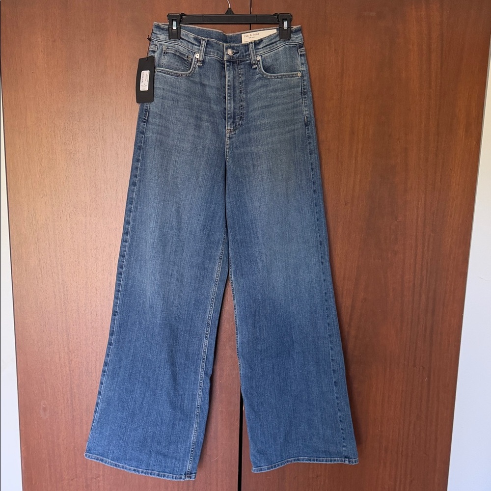 NWT! rag & bone Serena High-Rise Ultra Wide-Leg Jeans in Medium Blue